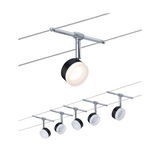 Moderne Seilspot-Leuchte mit schwarzem Gehäuse und weißem Lichtdiffusor für flexible Raumbeleuchtung