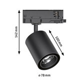 Black metal LED spotlight with 78 mm diameter and 142 mm height for modern indoor lighting