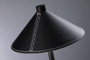 Schwarzer Lampenschirm aus Leder mit weißer Ziernaht, moderner Design-Leuchtenzubehör