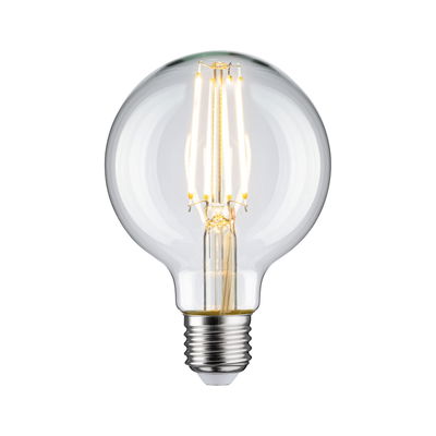 Clear LED filament bulb with E27 base for energy-efficient lighting and vintage style