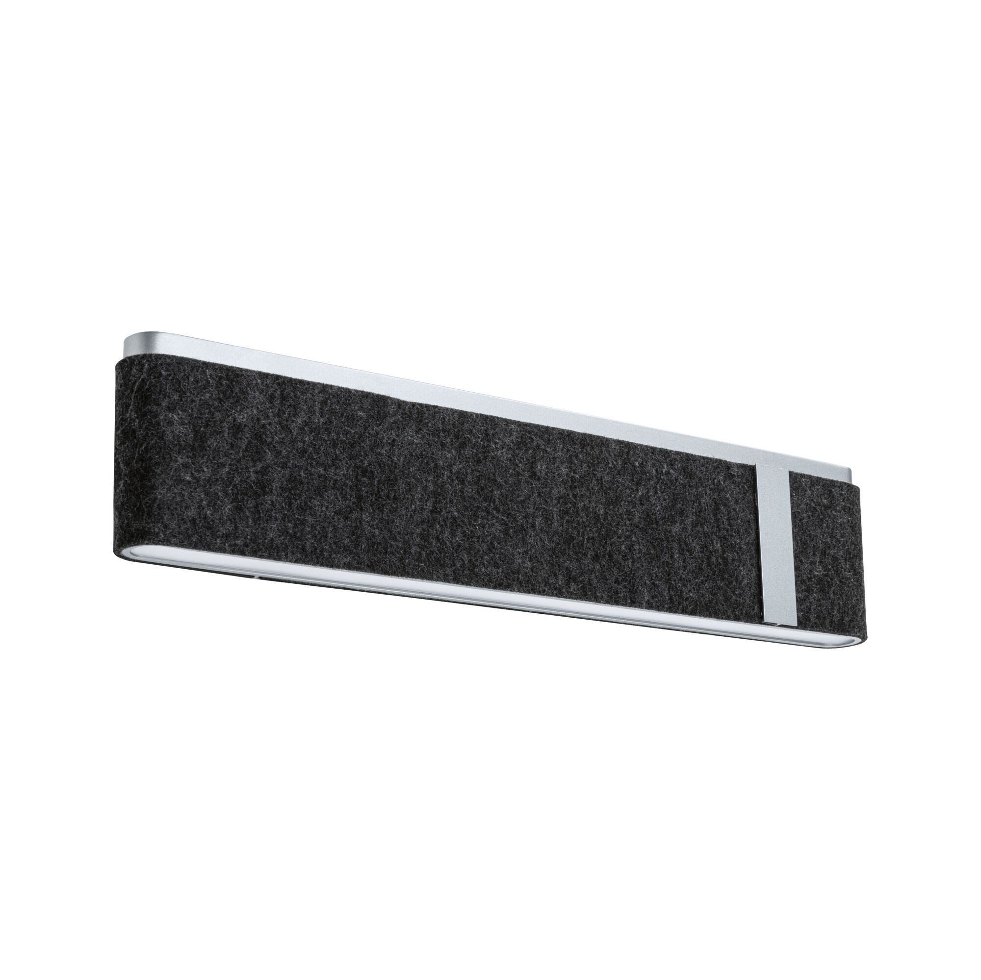 Moderne Wandlampe mit schwarzem Filzbezug und silbernem Aluminiumrahmen für stilvolle Raumbeleuchtung