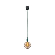 Pendant lamp with green cord and amber bulb for stylish modern home lighting