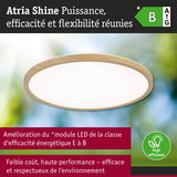 Plafonnier LED rond Atria Shine avec cadre en bois naturel, haute efficacité énergétique et respectueux de l’environnement