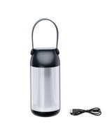 Transparente LED-Laterne mit schwarzem Kunststoffdeckel und USB-Ladekabel für Outdoor-Beleuchtung
