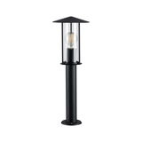 Lampe extérieure noire en métal avec verre transparent et ampoule LED visible pour éclairage de jardin