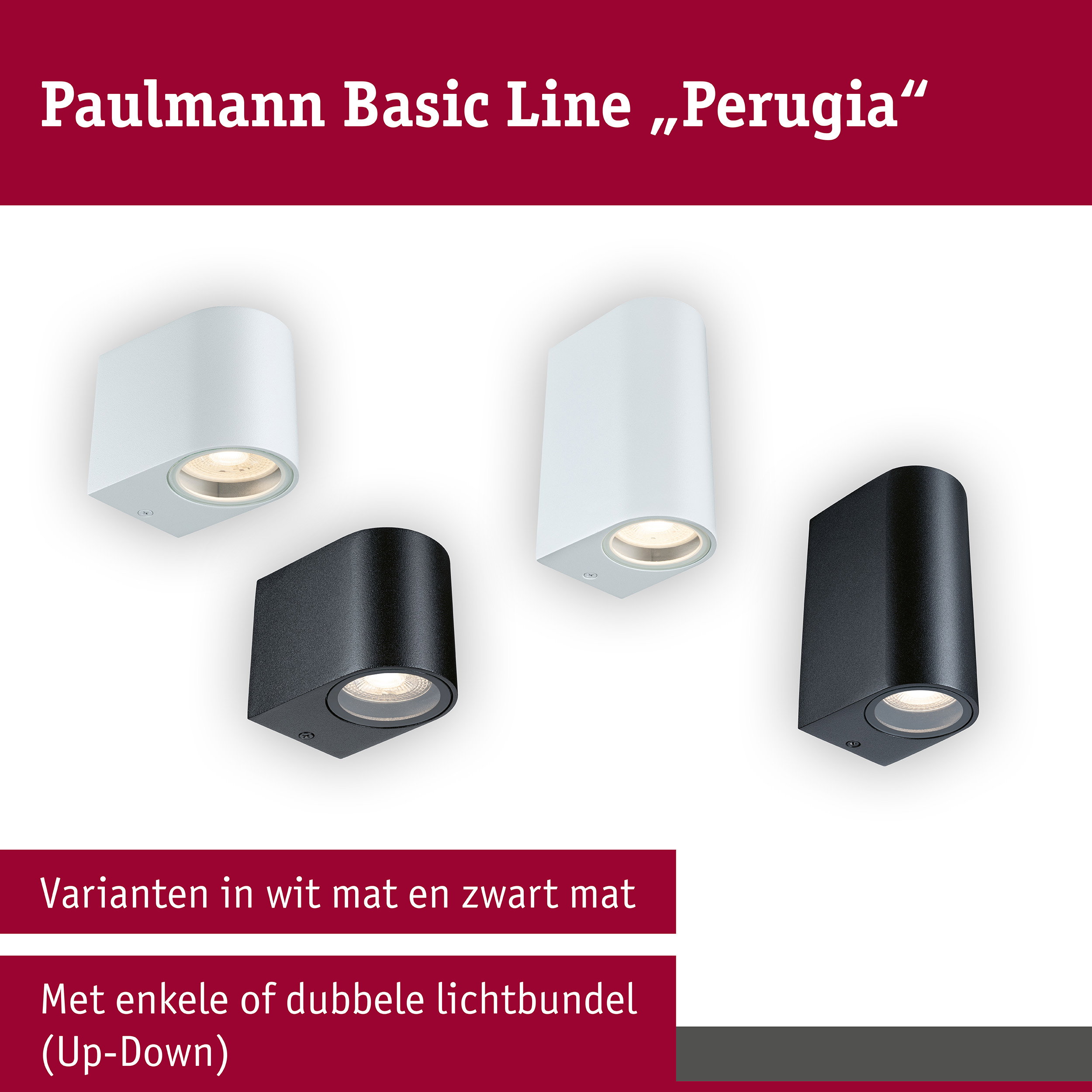 Wandlamp Perugia IP44 GU10 230V max. 10W Wit mat