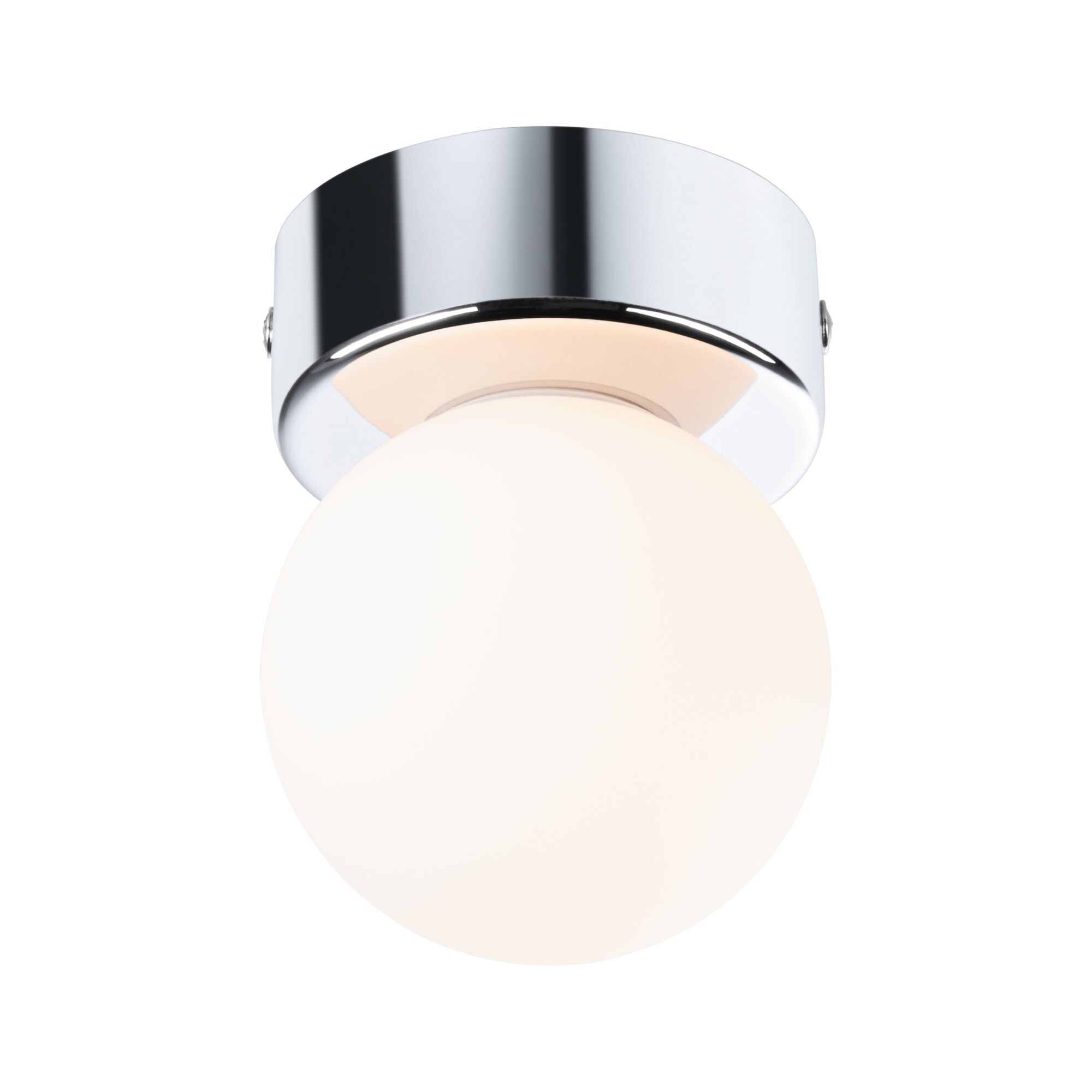 Selection Bathroom Oświetlenie sufitowe Gove IP44 G9 230V max. 20W ściemnialny Chrom/Satynowy Round ceiling light with white glass and chrome metal for modern interior lighting