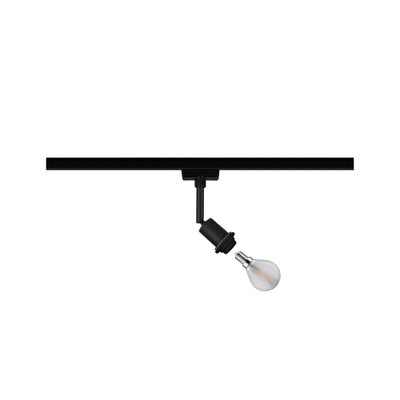 Rail LED noir avec spot orientable et douille E14 pour éclairage intérieur moderne