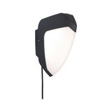 Modern black outdoor wall light with white plastic diffuser for garden lighting
