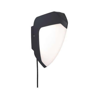 Modern black outdoor wall light with white plastic diffuser for garden lighting