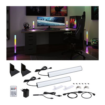 RGB LED-lichtstripset met afstandsbediening en houders voor gaming- en PC-verlichting.