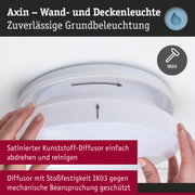 Axin Wand- und Deckenleuchte mit satiniertem weißem Kunststoff-Diffusor und IK03 Stoßfestigkeit