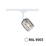 Moderner weißer Schienenspot mit rauchgrauem Glas und LED-Leuchtmittel für flexible Raumbeleuchtung