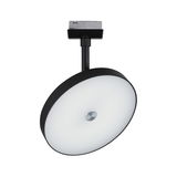 Round black LED ceiling spotlight with white diffuser for modern indoor lighting