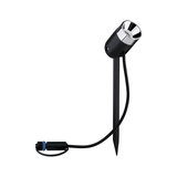 Black LED garden spotlight with ground spike and cable connection for outdoor lighting