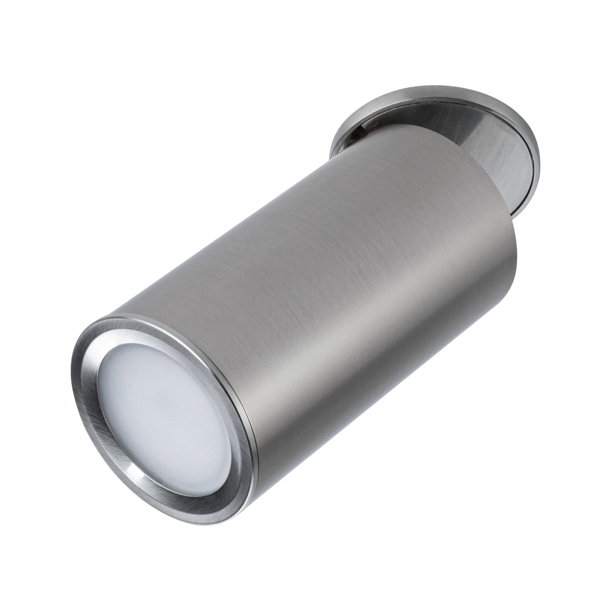 Modern ceiling spotlight in brushed stainless steel with round design for accent lighting