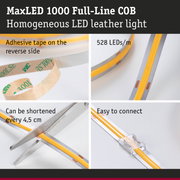 MaxLED 1000 COB LED strip with adhesive tape, yellow and silver, cuttable every 4.5 cm, easy to connect