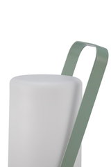 Moderne LED-buitenlamp met wit glas en groene metalen handgreep voor tuinverlichting