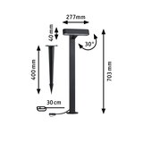 Schwarze LED-Außenleuchte aus Metall mit Erdspieß, 703 mm hoch, 30 cm Kabel, 30° neigbar