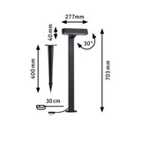 Schwarze LED-Außenleuchte aus Metall mit Erdspieß, 703 mm hoch, 30 cm Kabel, 30° neigbar