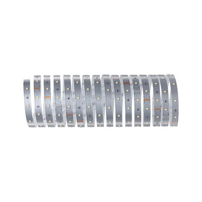 Flexible silver LED strip with warm white LEDs for modern lighting accents and room illumination.