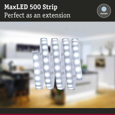 MaxLED 500 daylight LED strip as flexible lighting extension for home interiors