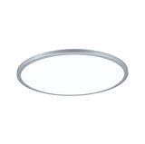 Round LED ceiling light with silver aluminum frame and white diffuser for modern room lighting