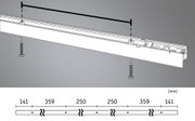 Technical drawing of white LED aluminum strip with screws and measurements in millimeters.