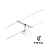Silver metal LED cable spotlight with adjustable head for modern interior lighting solutions