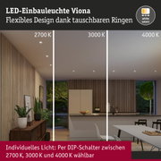 LED-Einbauleuchte Viona mit flexiblem Design und wechselbaren Ringen, Lichtfarben 2700K, 3000K, 4000K