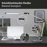 Silberne FlexBar Schreibtischleuchte aus Metall mit verstellbaren Gelenken für optimales Licht am Arbeitsplatz