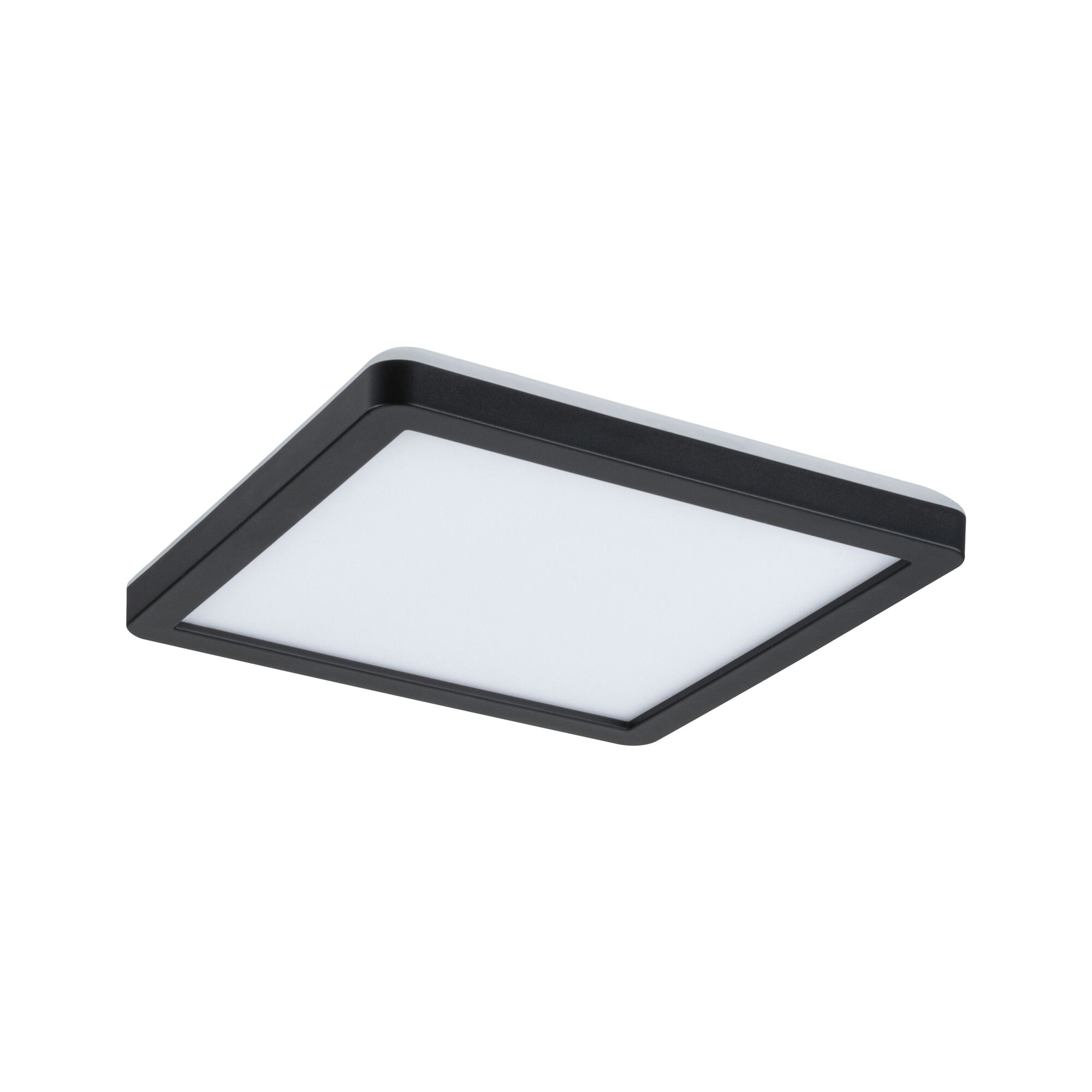 Schwarze quadratische LED-Deckenleuchte mit weißem Diffusor aus Kunststoff für moderne Innenräume