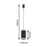 Schwarze Pendelleuchte aus Metall mit 150 cm Kabel und 140 mm Durchmesser für moderne Innenbeleuchtung