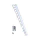Hvidt aluminium LED-profil med perforeret kant og endestykker til LED-strip montering