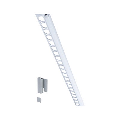 White aluminum LED profile with perforated edge and end caps for LED strip installation
