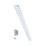 Profil LED en aluminium blanc avec bord perforé et embouts pour installation de bande LED