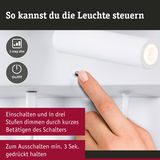 Weißer LED-Wandstrahler mit Ein-/Ausschalter und dreistufiger Dimmfunktion für flexible Beleuchtung