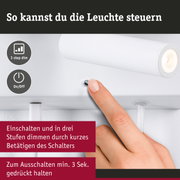 Weißer LED-Wandstrahler mit 3-Stufen-Dimmung und On-Off-Taster für einfache Lichtsteuerung