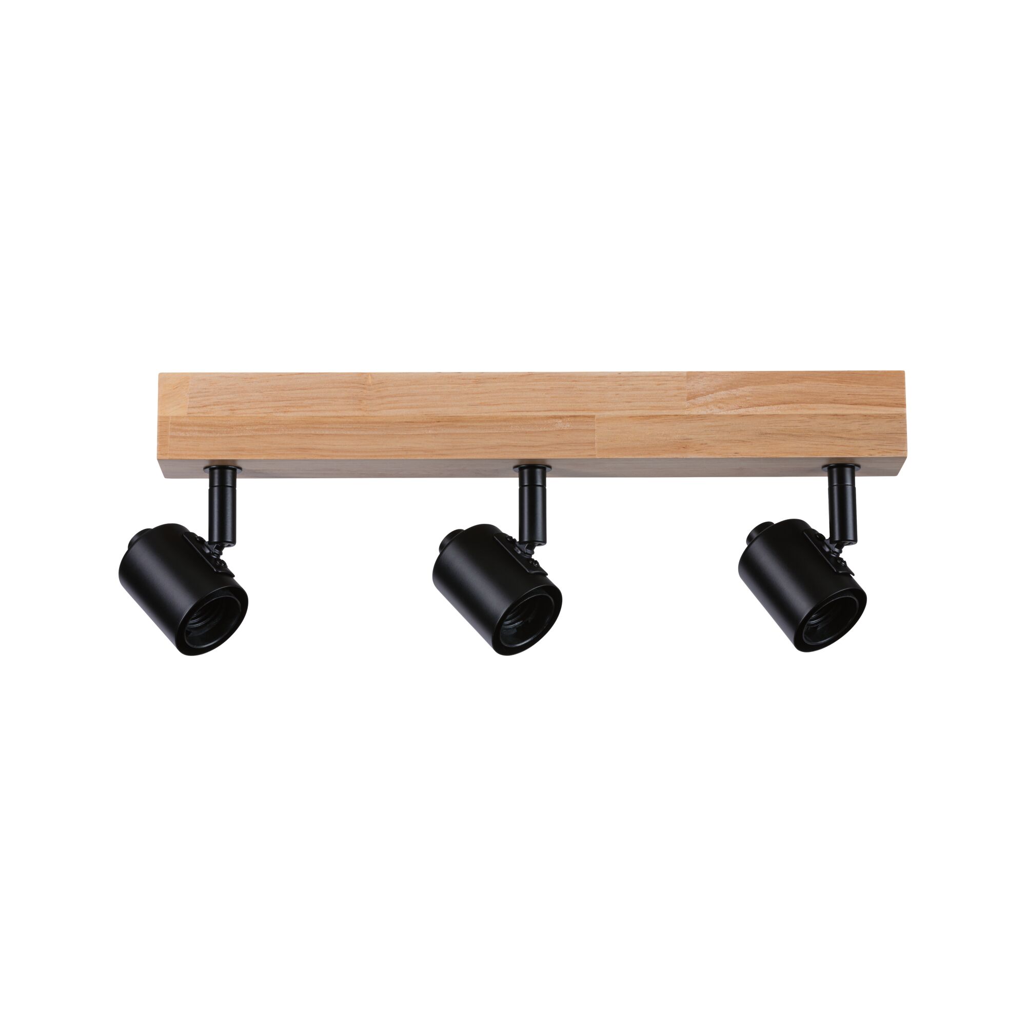 LED Spotlight Arvid E27 230V max. 3x20W dimbaar Zwart Drievoudige plafondspot met zwart metaal en licht hout voor moderne woonverlichting