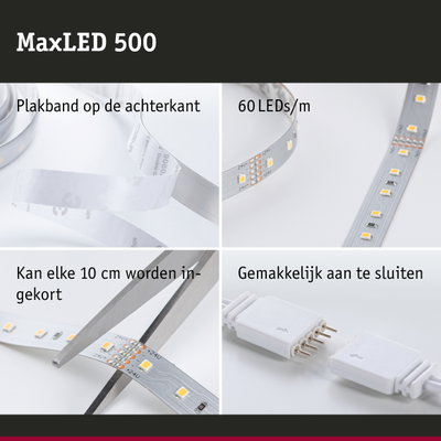 MaxLED 500 LED-strip met 60 LEDs/m, zelfklevend en in te korten voor flexibele verlichting