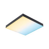 Square LED ceiling light with black frame and warm white to blue gradient for modern home lighting