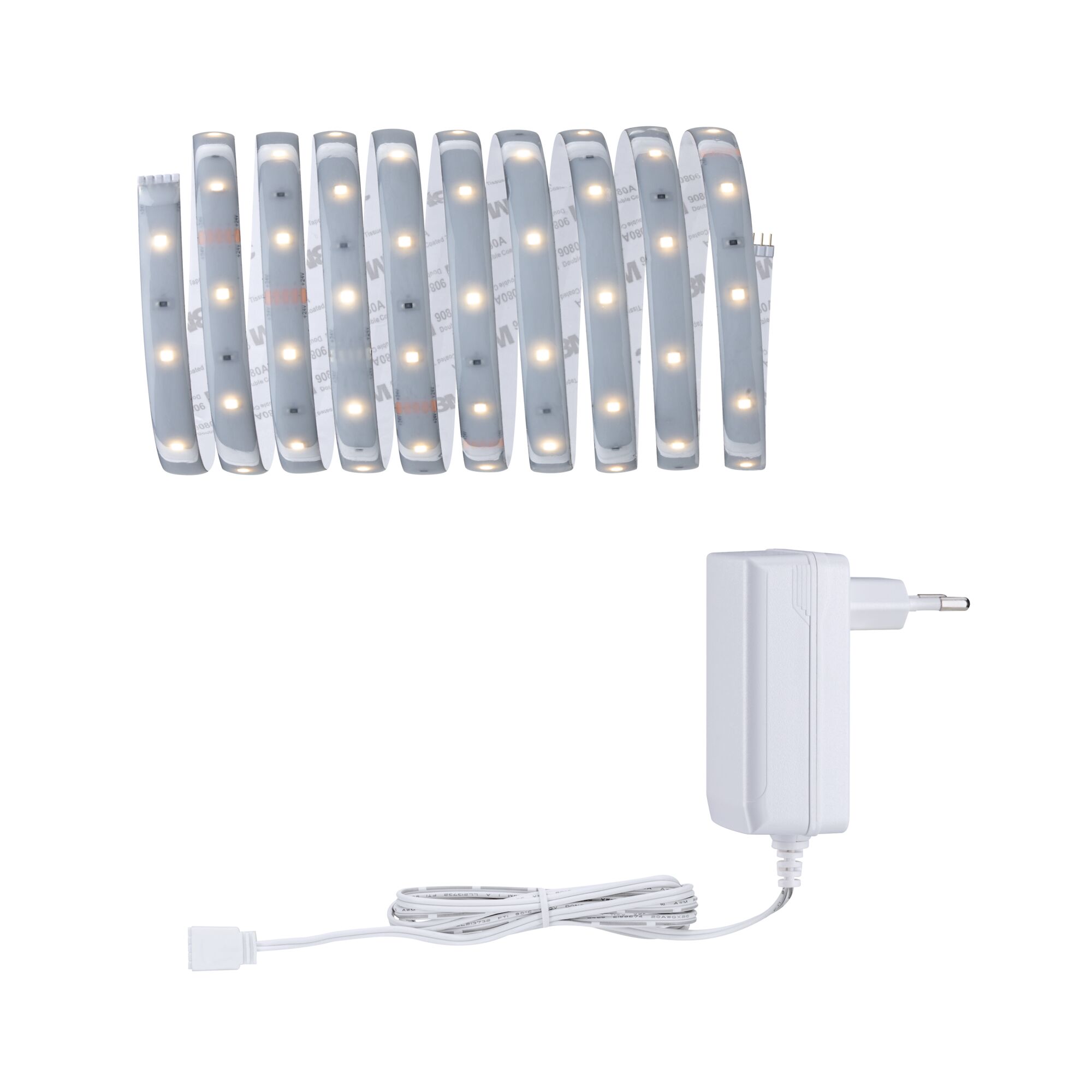 MaxLED 250 LED Strip Basisset 3m 2700K beschichtet 12W 300lm/m 2700K 24VA Flexibler LED-Lichtstreifen mit weißem Netzteil für moderne Innenbeleuchtung und Dekoration