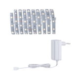 Flexible LED light strip with white power adapter for modern indoor lighting and decoration