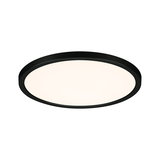 Round LED ceiling light with black aluminum frame and warm white light for modern interiors