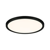 Plafonnier LED rond avec cadre en aluminium noir et lumière blanc chaud pour intérieurs modernes