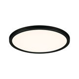 Round LED ceiling light with black aluminum frame and warm white light for modern interiors