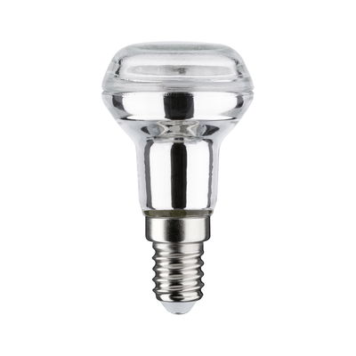Kleine reflektierende LED-Lampe mit E14-Fassung aus klarem Glas und Metall für energiesparende Beleuchtung