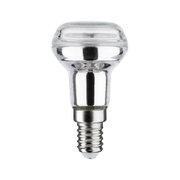 Kleine reflektierende LED-Lampe mit E14-Fassung aus klarem Glas und Metall für energiesparende Beleuchtung