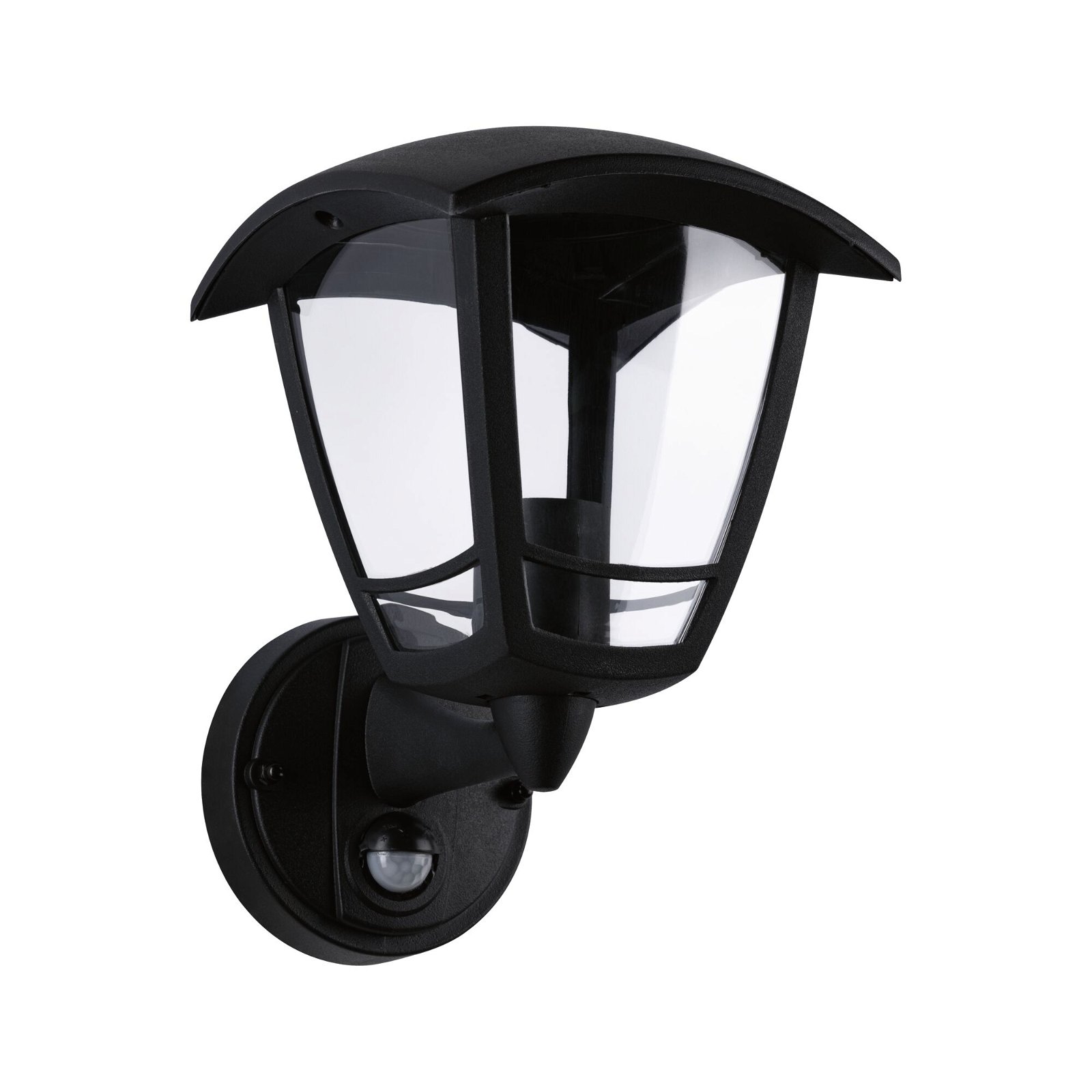 Exterior wall luminaire Classic Curved Motion detector IP44 square 164x180mm max. 12W 230V Black Plastic