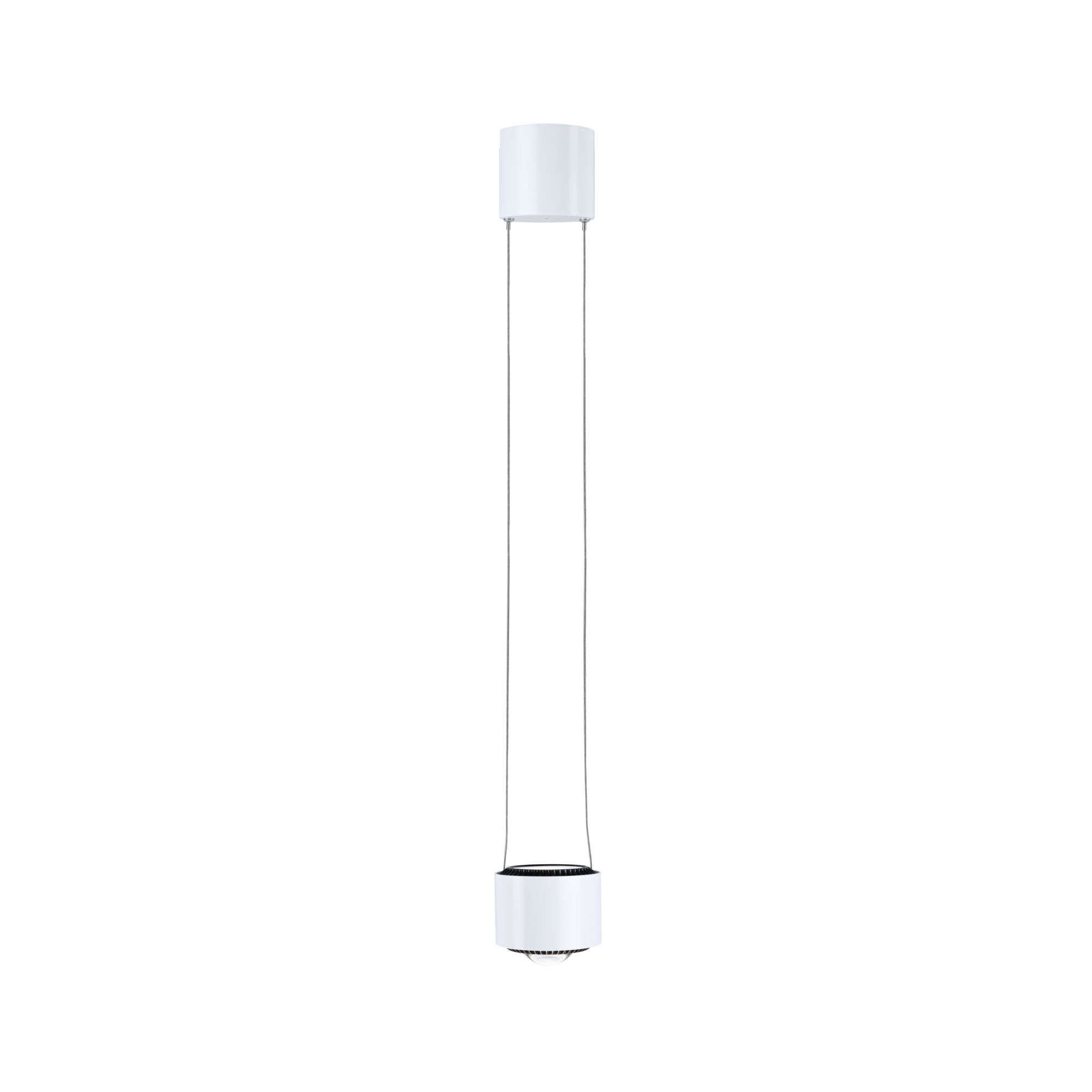 Moderne weiße LED-Pendelleuchte aus Metall mit schlankem Design für Wohnräume und Büros